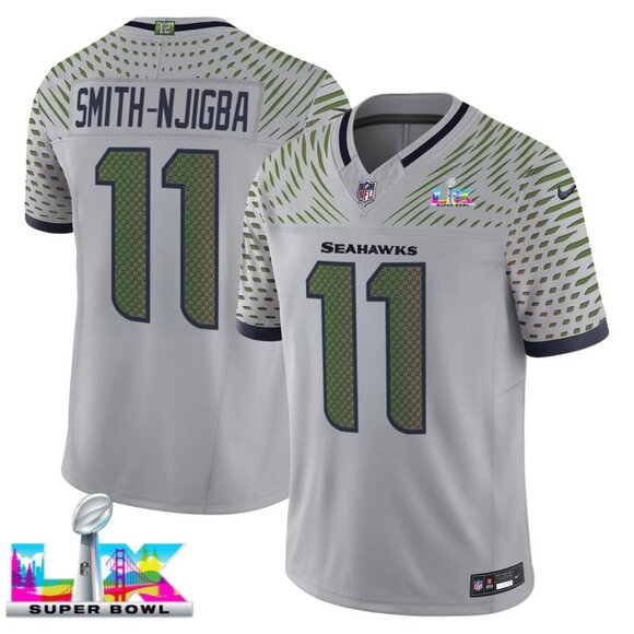 Mens or Youths Choose Jaxon Smith-Njigba Super Bowl LX Stitched Jersey Gray Vapo